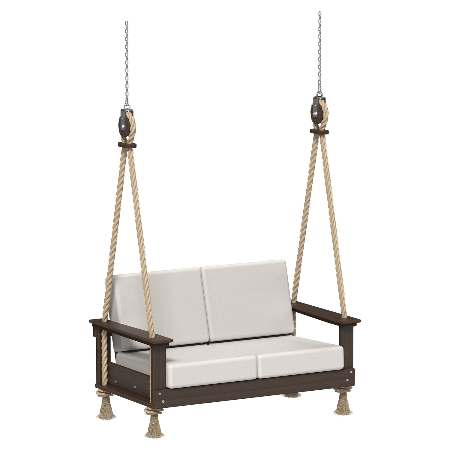 LuxCraft Poly Composite Lanai Deep Seating Loveseat Swing with Cushion