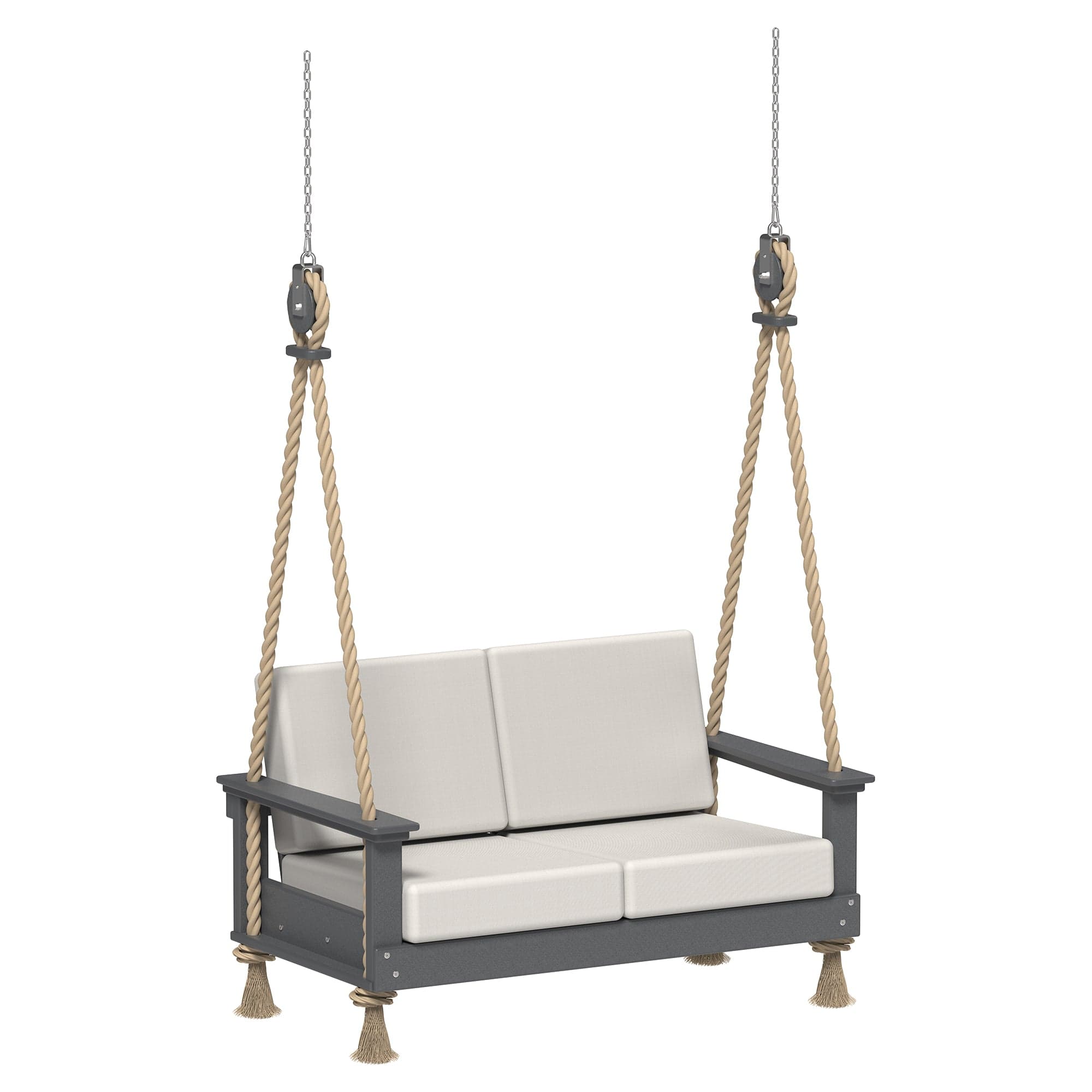 LuxCraft Poly Composite Lanai Deep Seating Loveseat Swing with Cushion