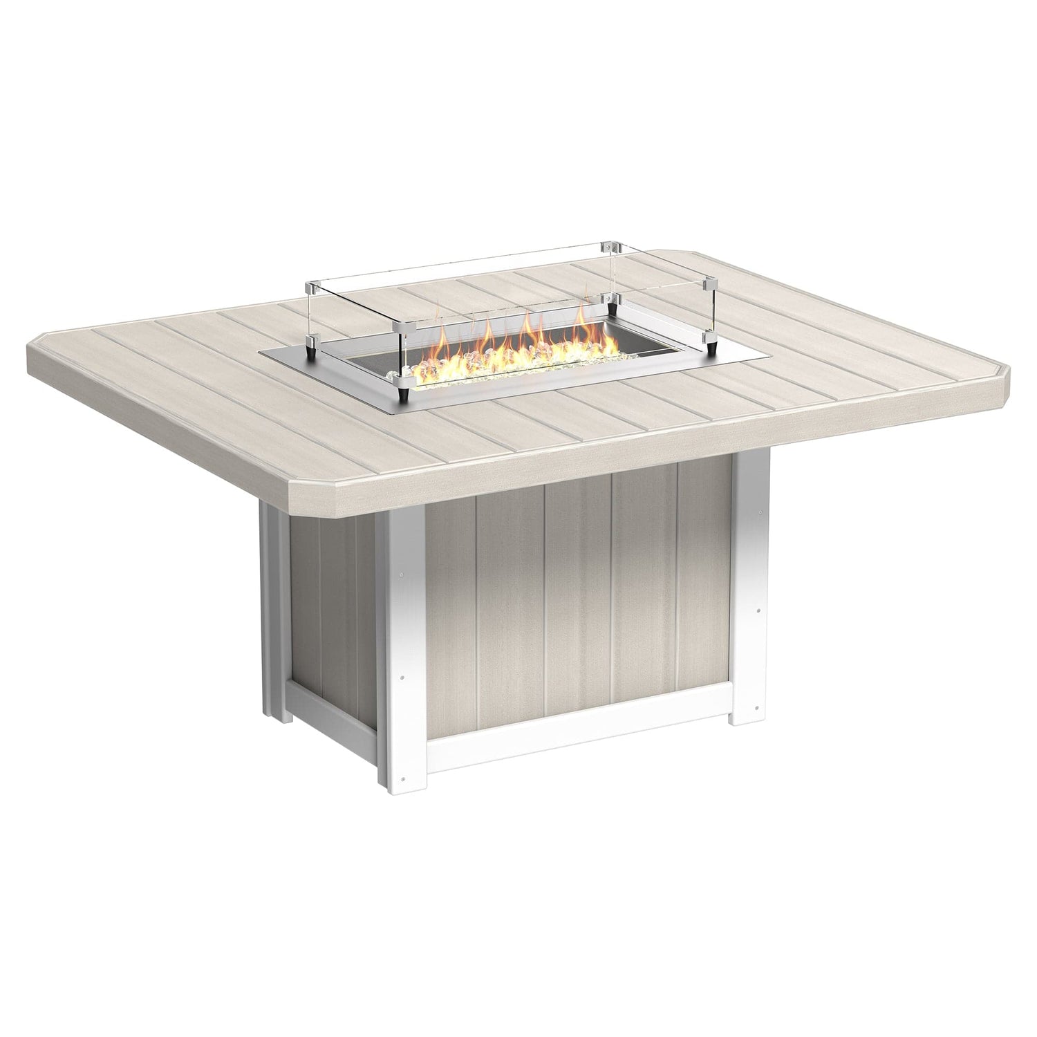 Luxcraft Lumin Poly Lumber 6-Person Dining Fire Table &amp; Chair Set