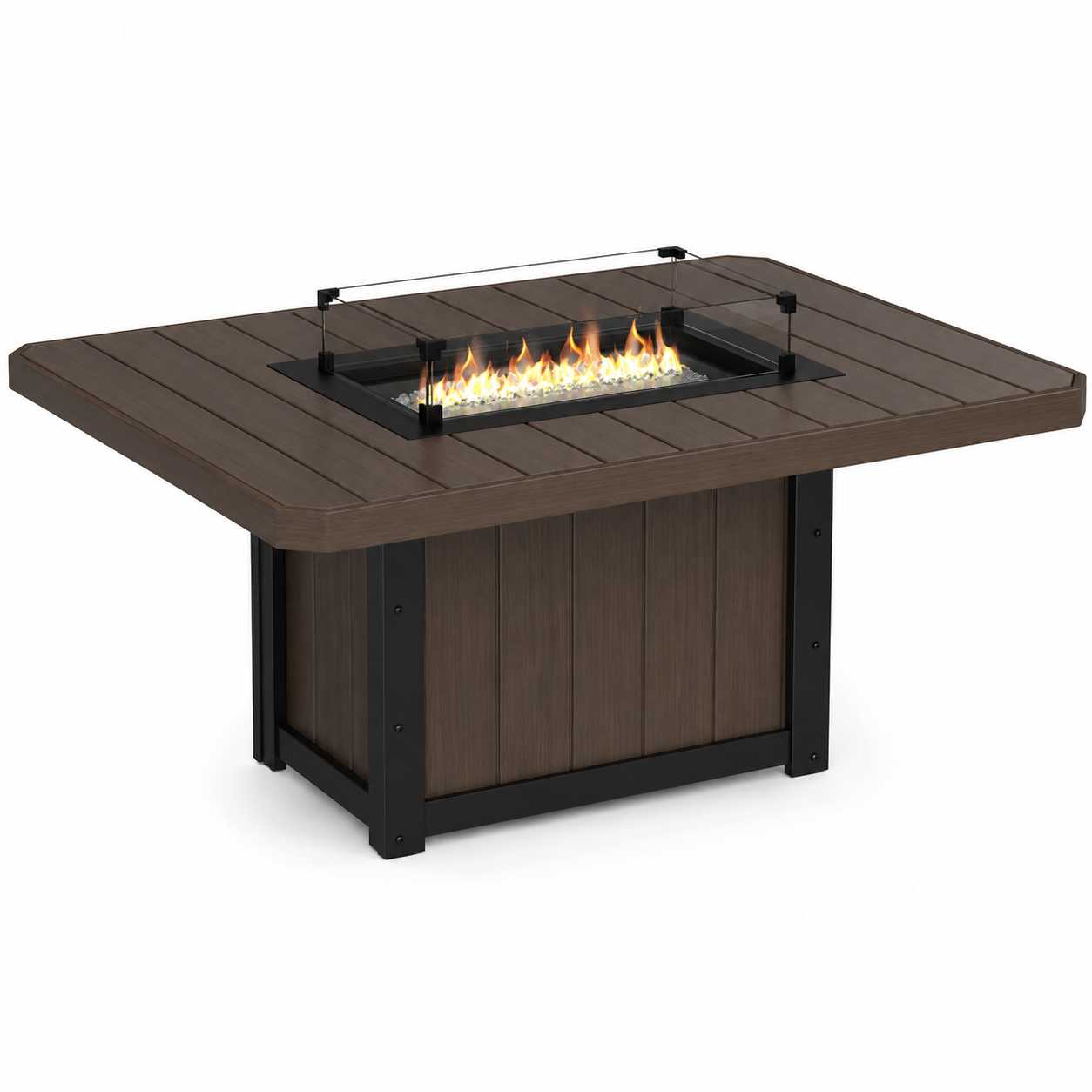 Luxcraft Lumin Poly Lumber Rectangular Dining Height Fire Pit Table