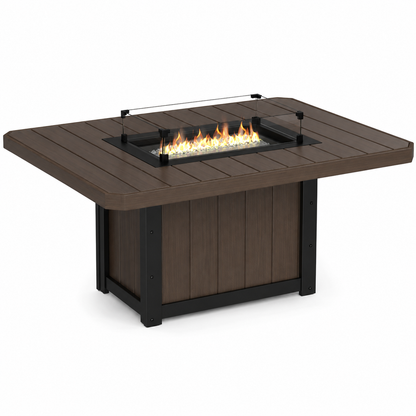 Luxcraft Lumin Poly Lumber Rectangular Dining Height Fire Pit Table