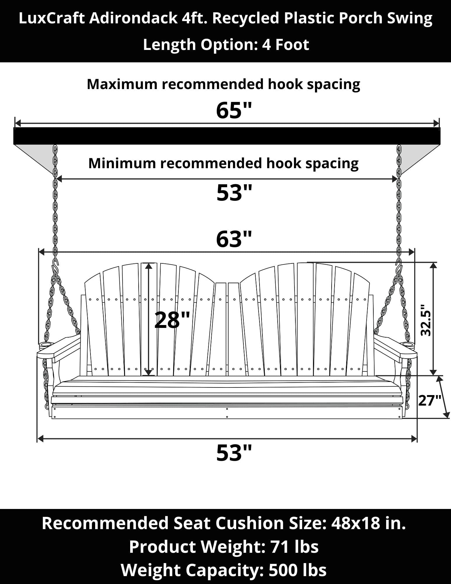LuxCraft Adirondack 4-Foot Poly Composite Porch Swing