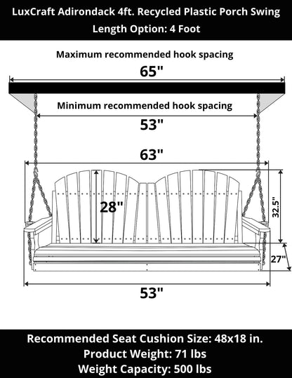 LuxCraft Adirondack 4-Foot Poly Composite Porch Swing