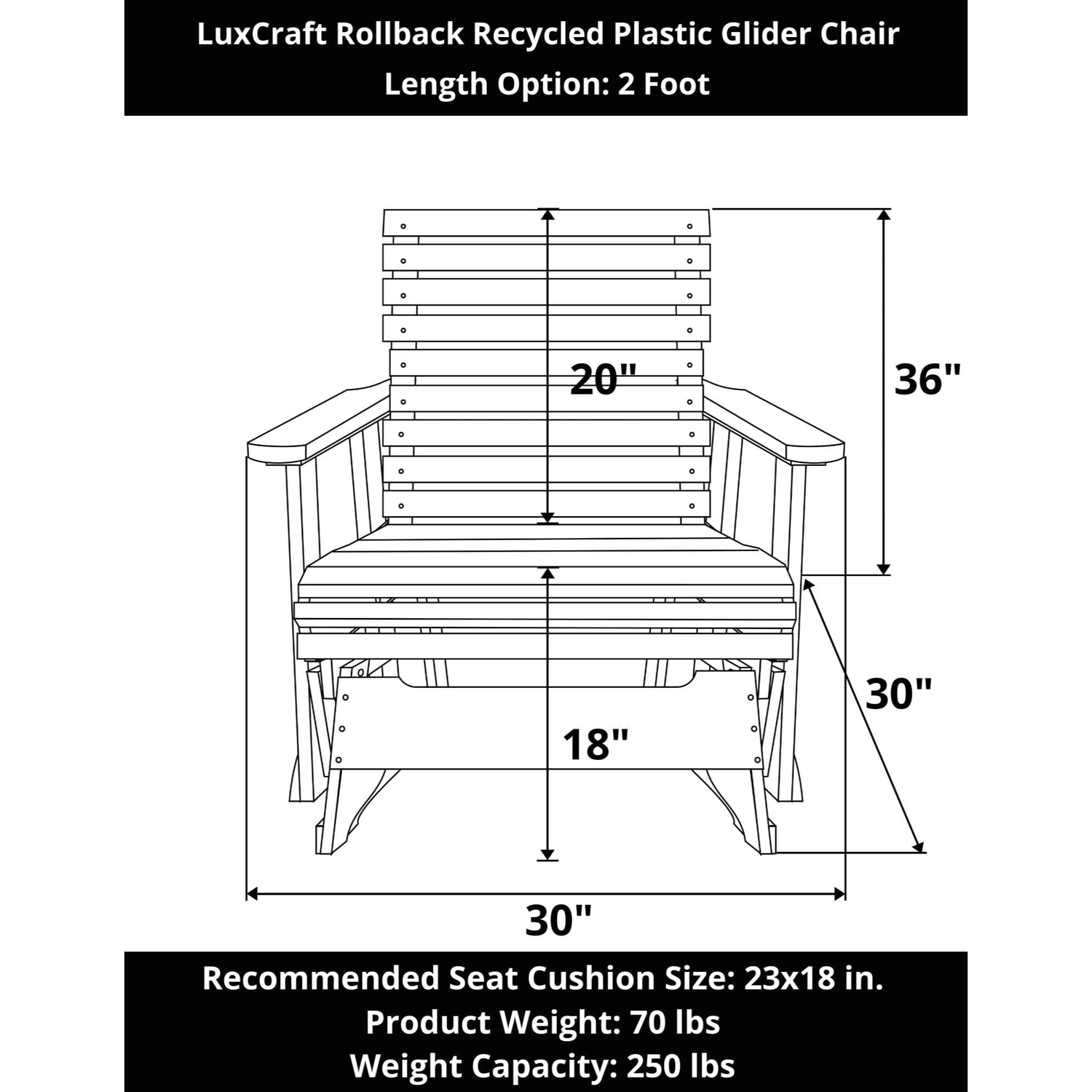 LuxCraft Rollback Poly Composite Glider Chair