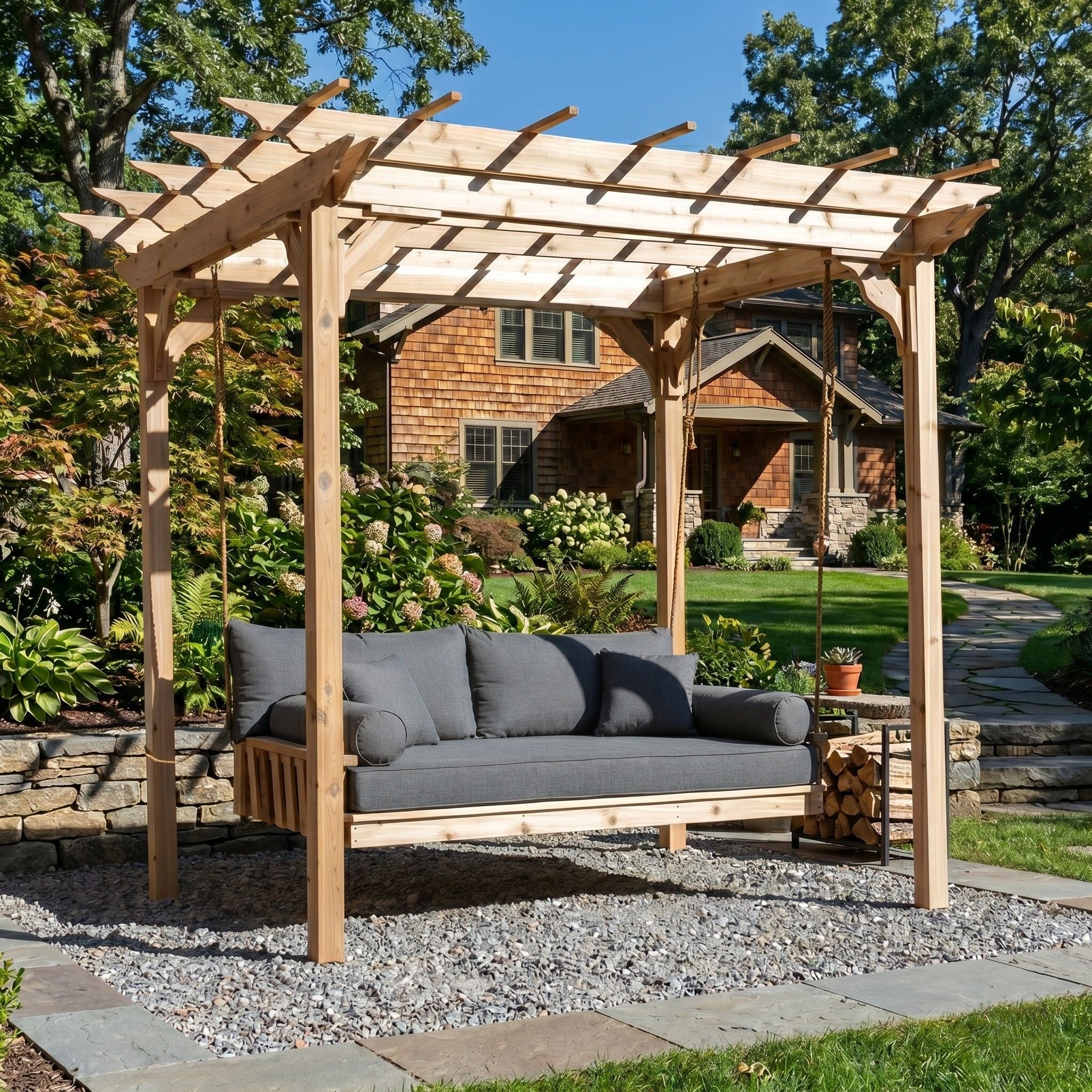 Keystone Amish Co. Cedar Pergola Swing Bed Stand