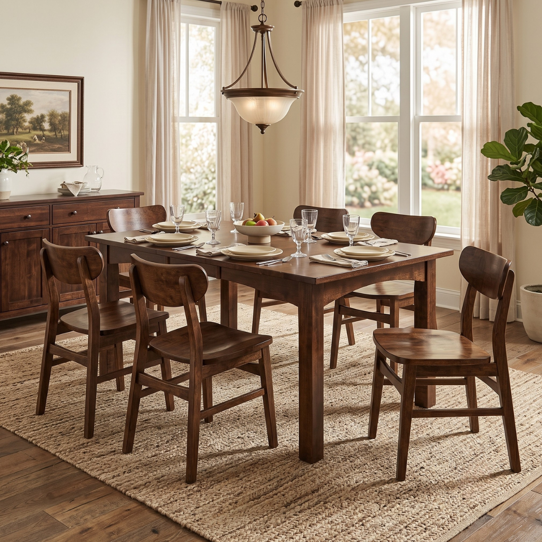 Pictured in Asbury Brown, with Monroe Side Dining Chair