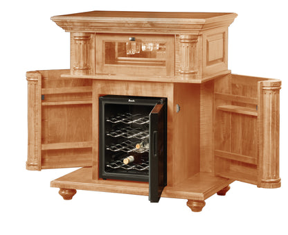 Kingsley Wine Cabinet in Natural Stain, doors open