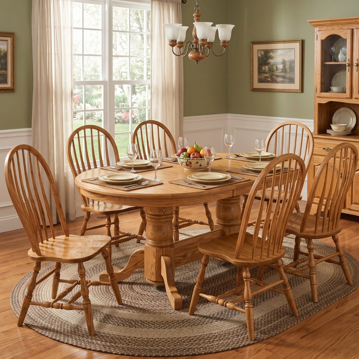 Hoosier Timbercraft Leesburg Oak Double Pedestal Dining Table