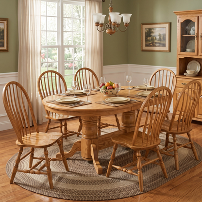 Hoosier Timbercraft Leesburg Oak Double Pedestal Dining Table
