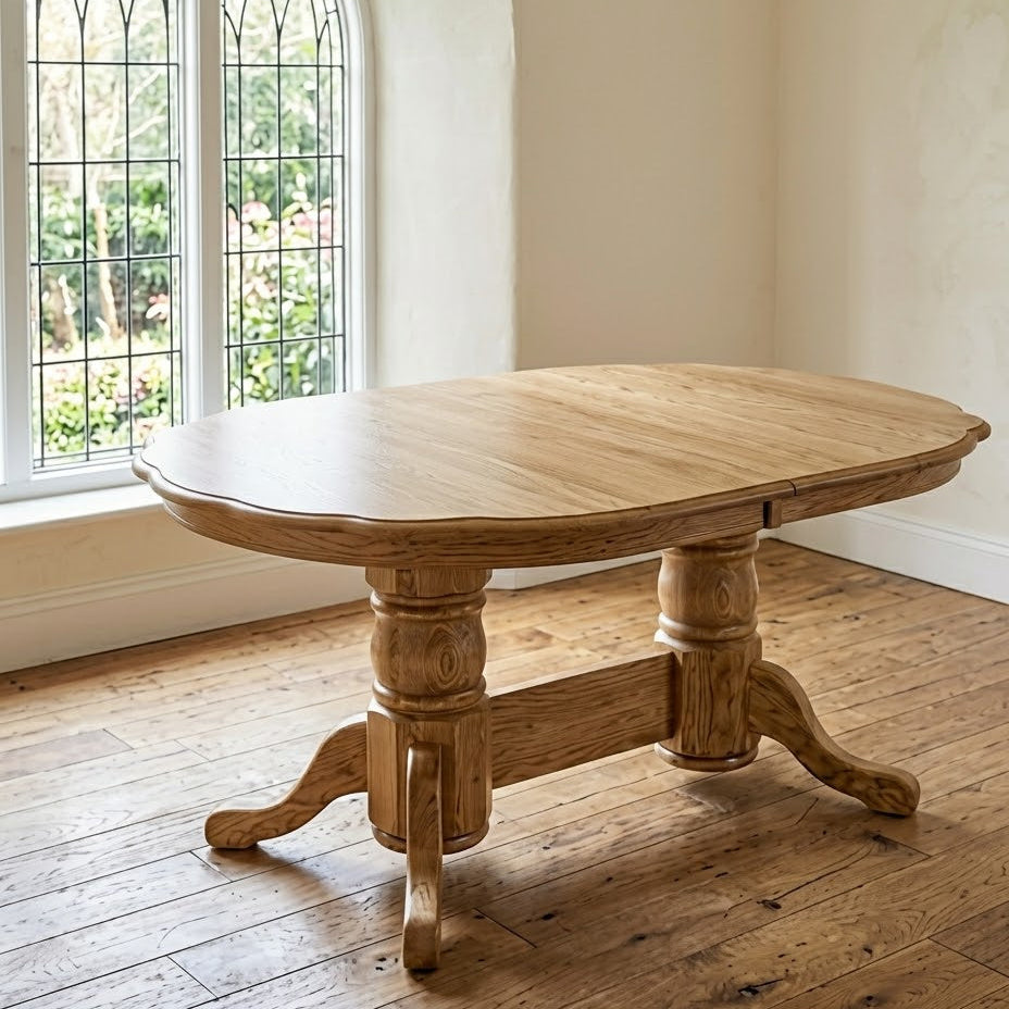 Hoosier Timbercraft Leesburg Oak Double Pedestal Dining Table