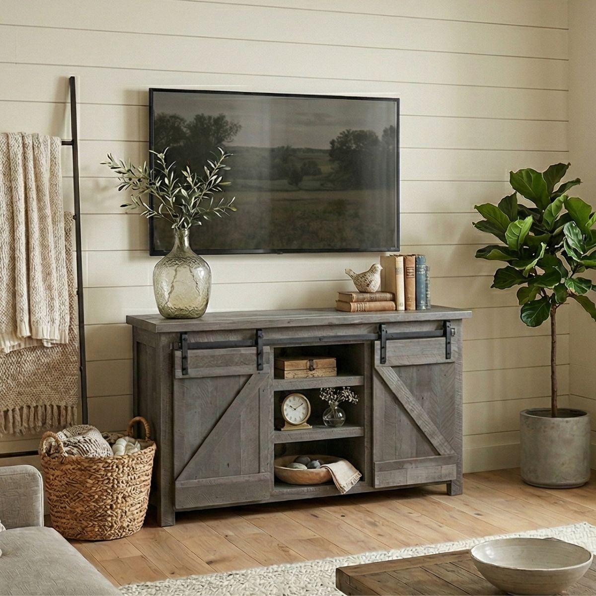 Legacy Estate Roscoe Reclaimed Barnwood Barndoor TV Stand