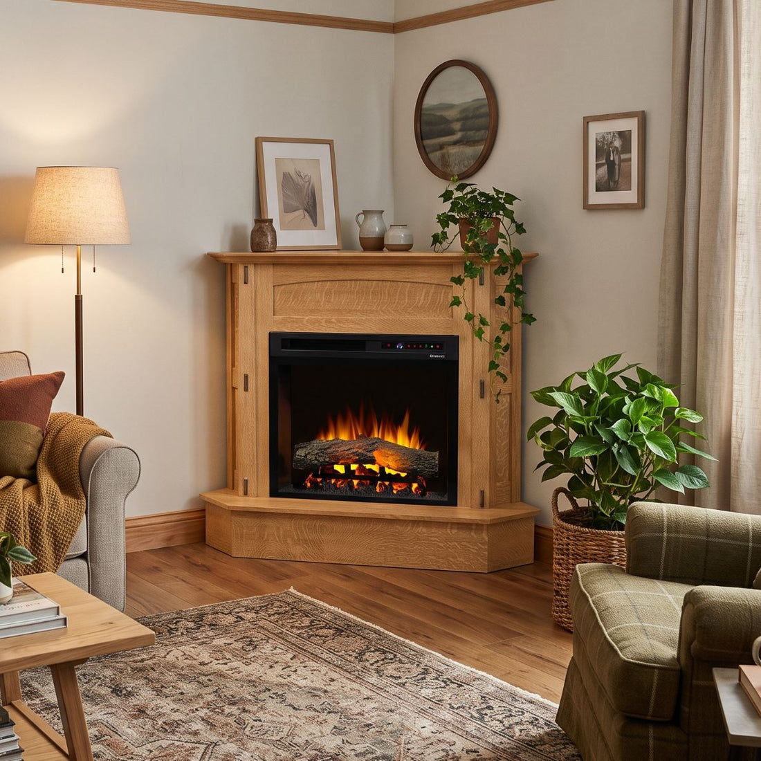 Ashcroft Corner Fireplace in Granola Stain
