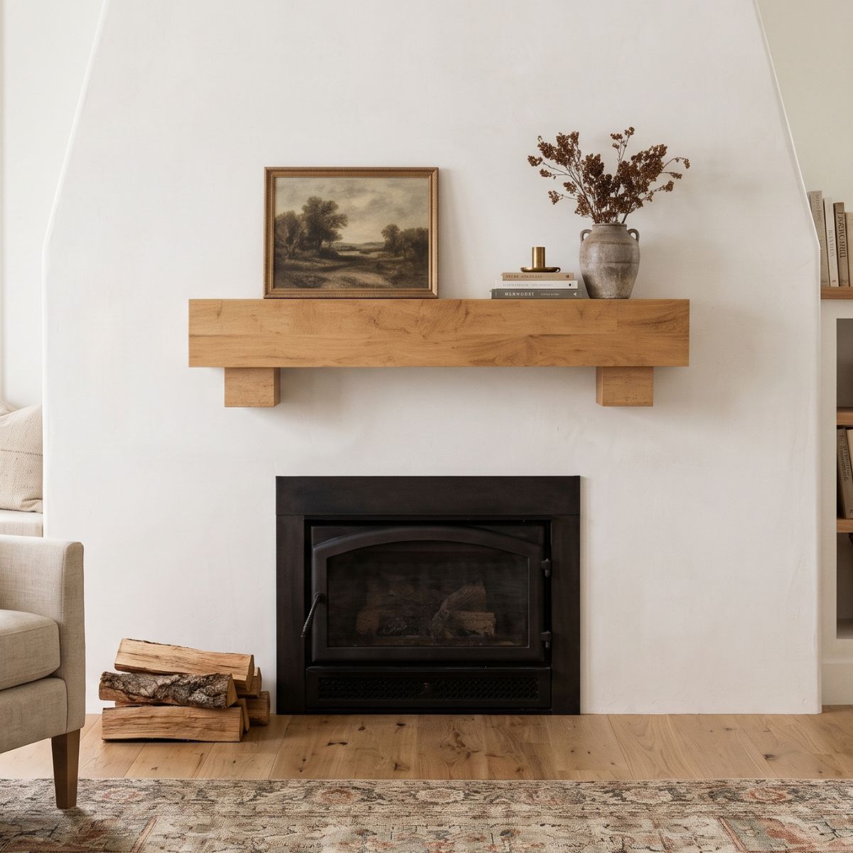 Hoosier Timbercraft Fenwick Brown Maple Fireplace Mantel Shelf in Granola Stain