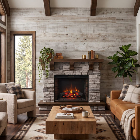 Hoosier Timbercraft Stonebridge Brown Maple Wall Fireplace – Amish Lane