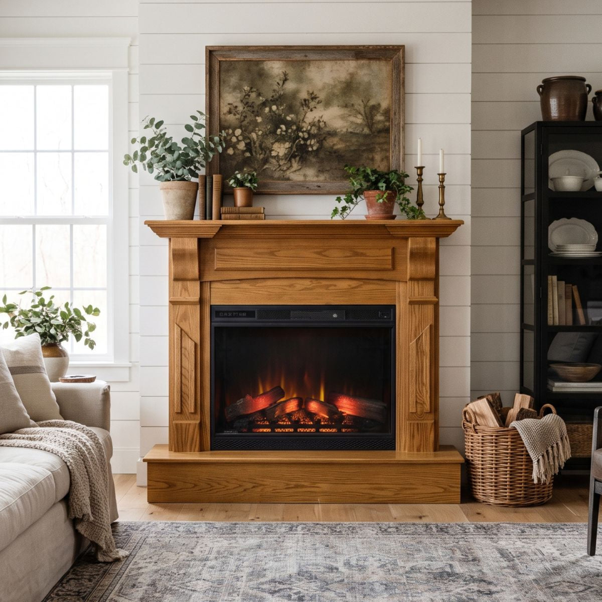 Fairview Fireplace in Golden Pecan Stain