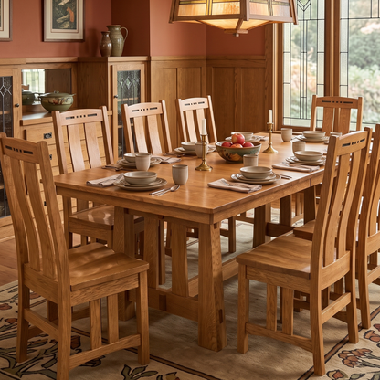 Hoosier Timbercraft Luther White Oak Trestle Dining Table