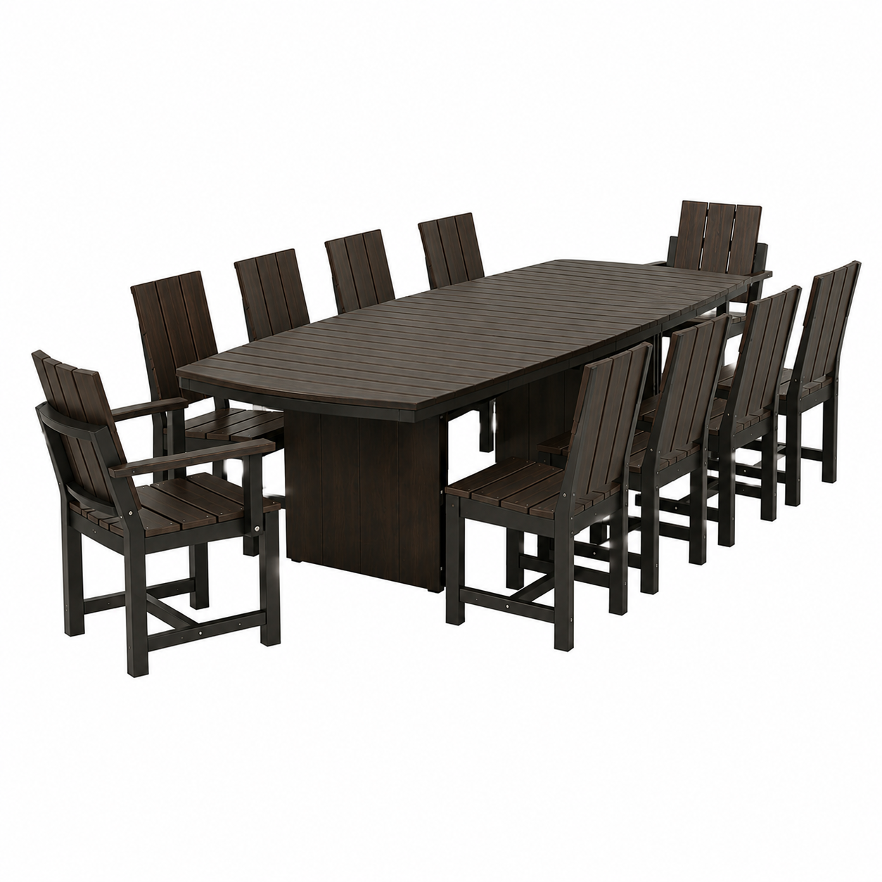 Luxcraft Urban 10-Person Oval Poly Dining Table &amp; Chair Set