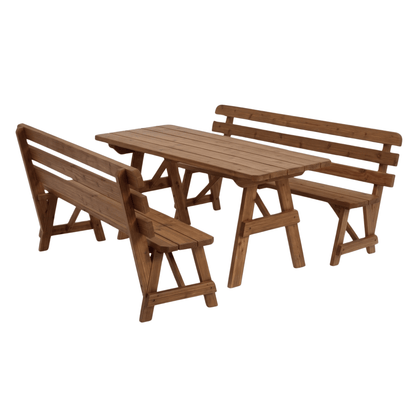 Keystone Amish Co. Red Cedar Outdoor Table with Backed Benches