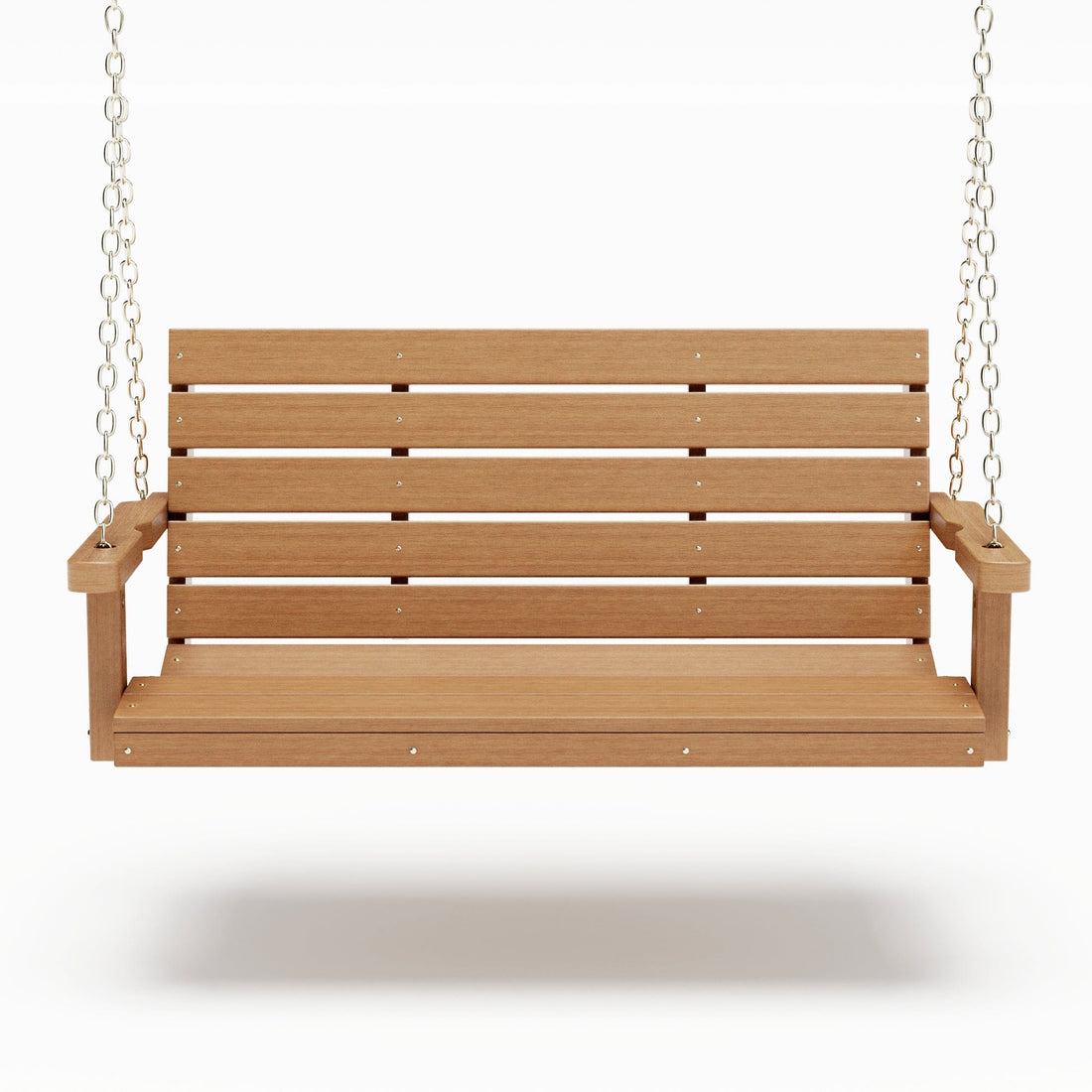 SimplyPoly 5 Foot Amish Made Signature Recycled Plastic Porch Swing, Natural Teak Wood Grain