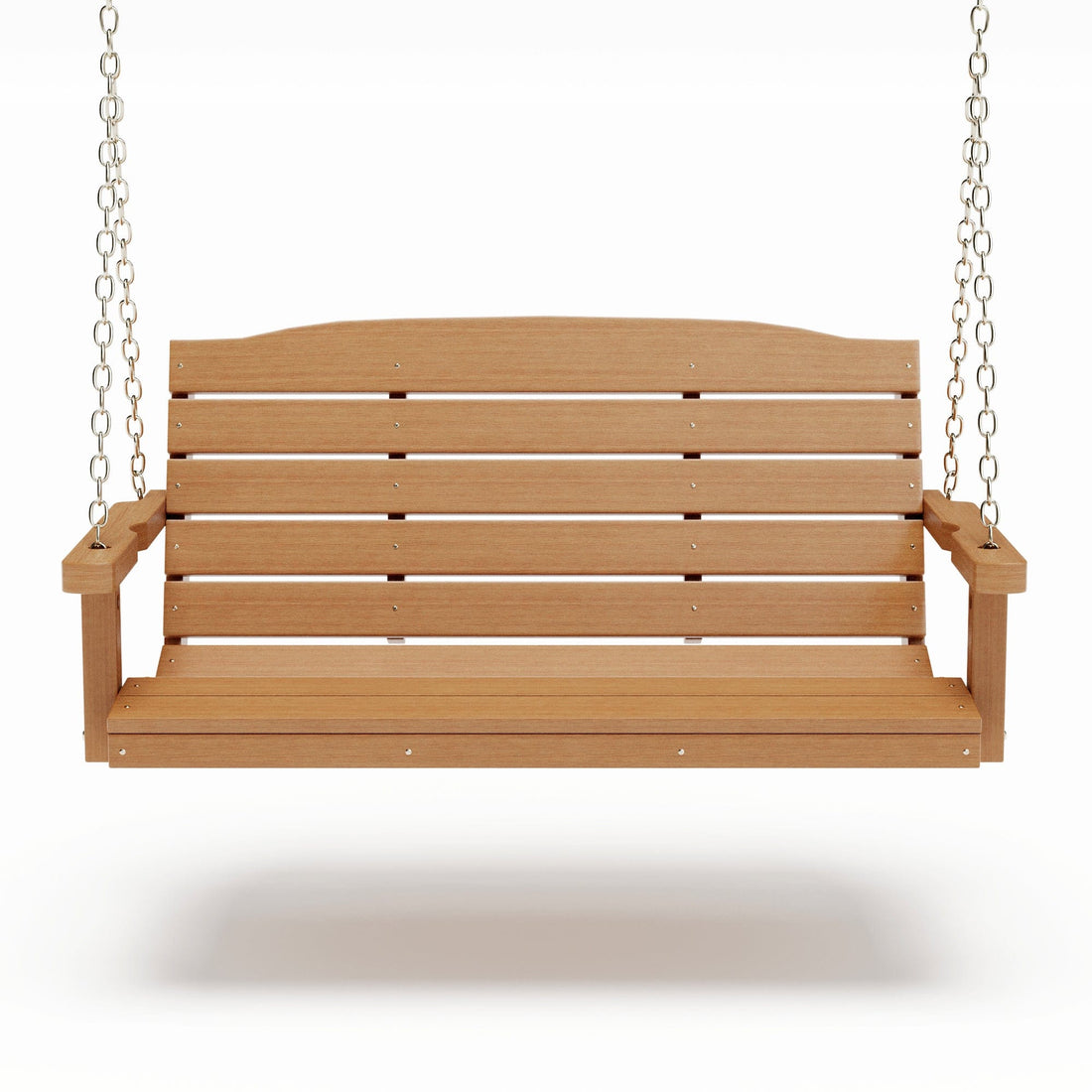 SimplyPoly 5 Foot Amish Made Classic Recycled Plastic Porch Swing, Natural Teak Wood Grain