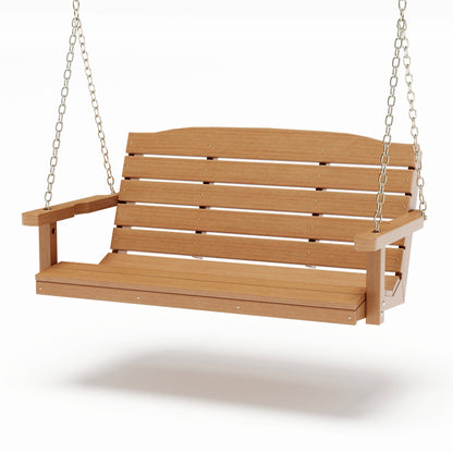 SimplyPoly 4 Foot Amish Made Classic Recycled Plastic Porch Swing, Tudor Brown