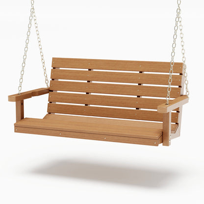 SimplyPoly 5 Foot Amish Made Signature Recycled Plastic Porch Swing, Brazilian Walnut Wood Grain