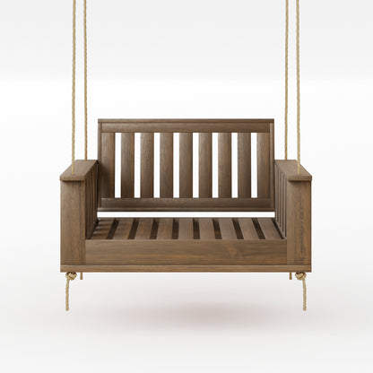 Amish Casual Rockford Daybed Swing Package with Included Cushions, Lounge, Oak Stain with Clearcoat