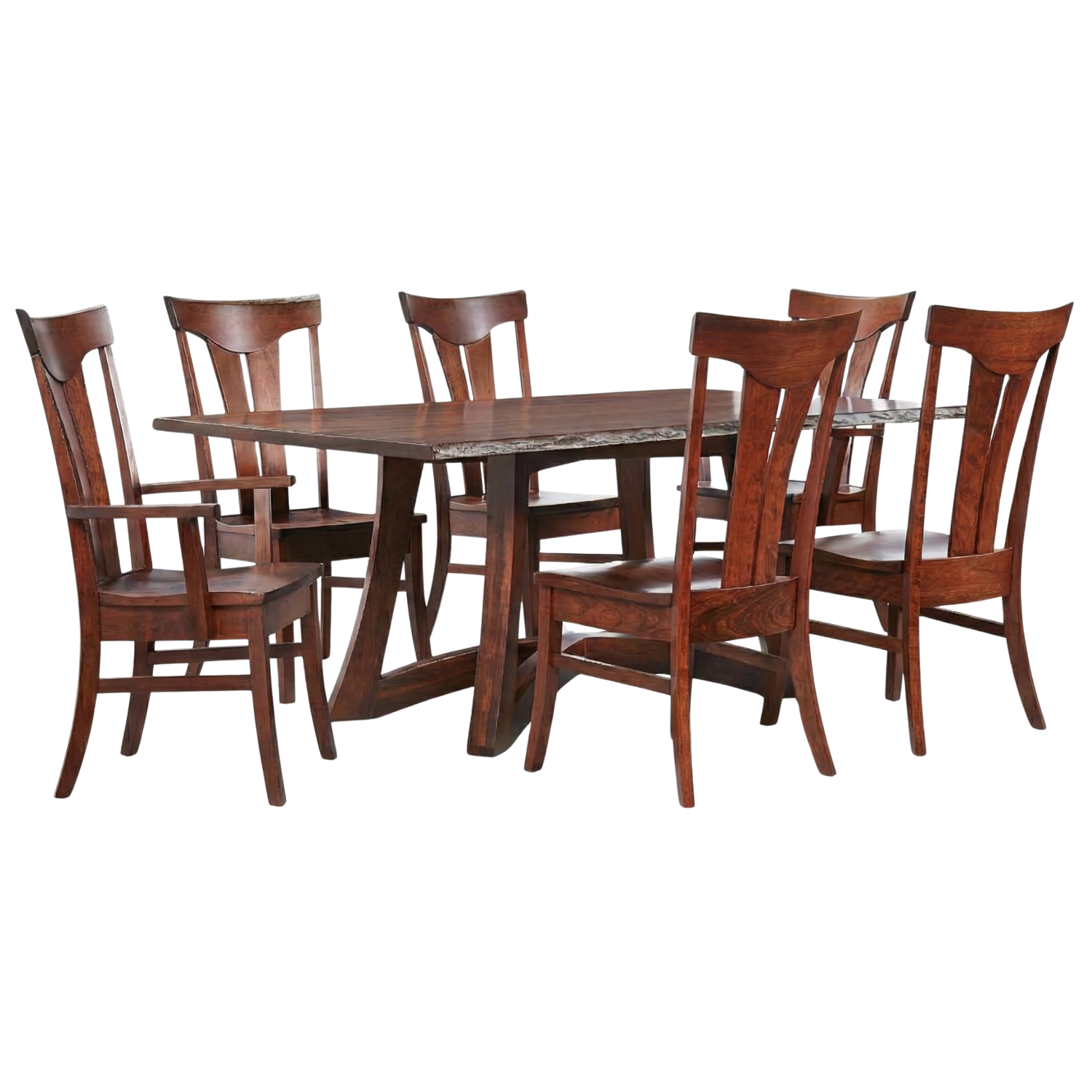 Hoosier Timbercraft Owen Live Edge Cherry 7-Piece Dining Set