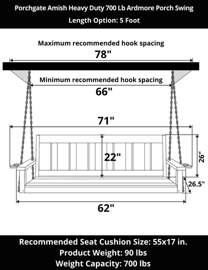 Porchgate Amish Heavy Duty Ardmore Porch Swing