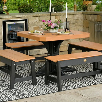 Luxcraft Poly Composite 4-Person Square Dining Table &amp; Bench Set