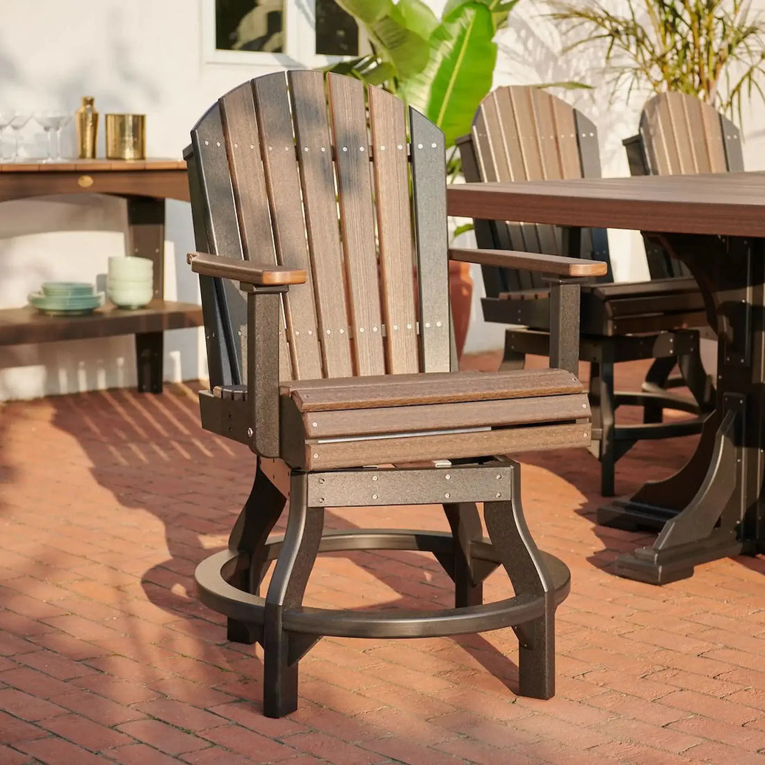 Adirondack Swivel Chair in Brazilian Walnut &amp; Black