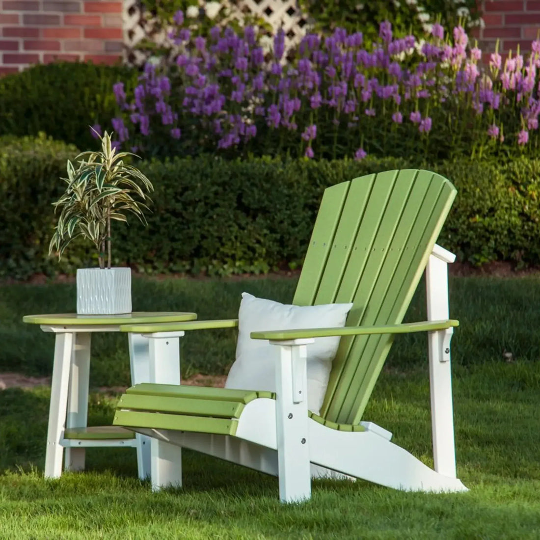 Deluxe Adirondack Chair in Lime Green &amp; White
