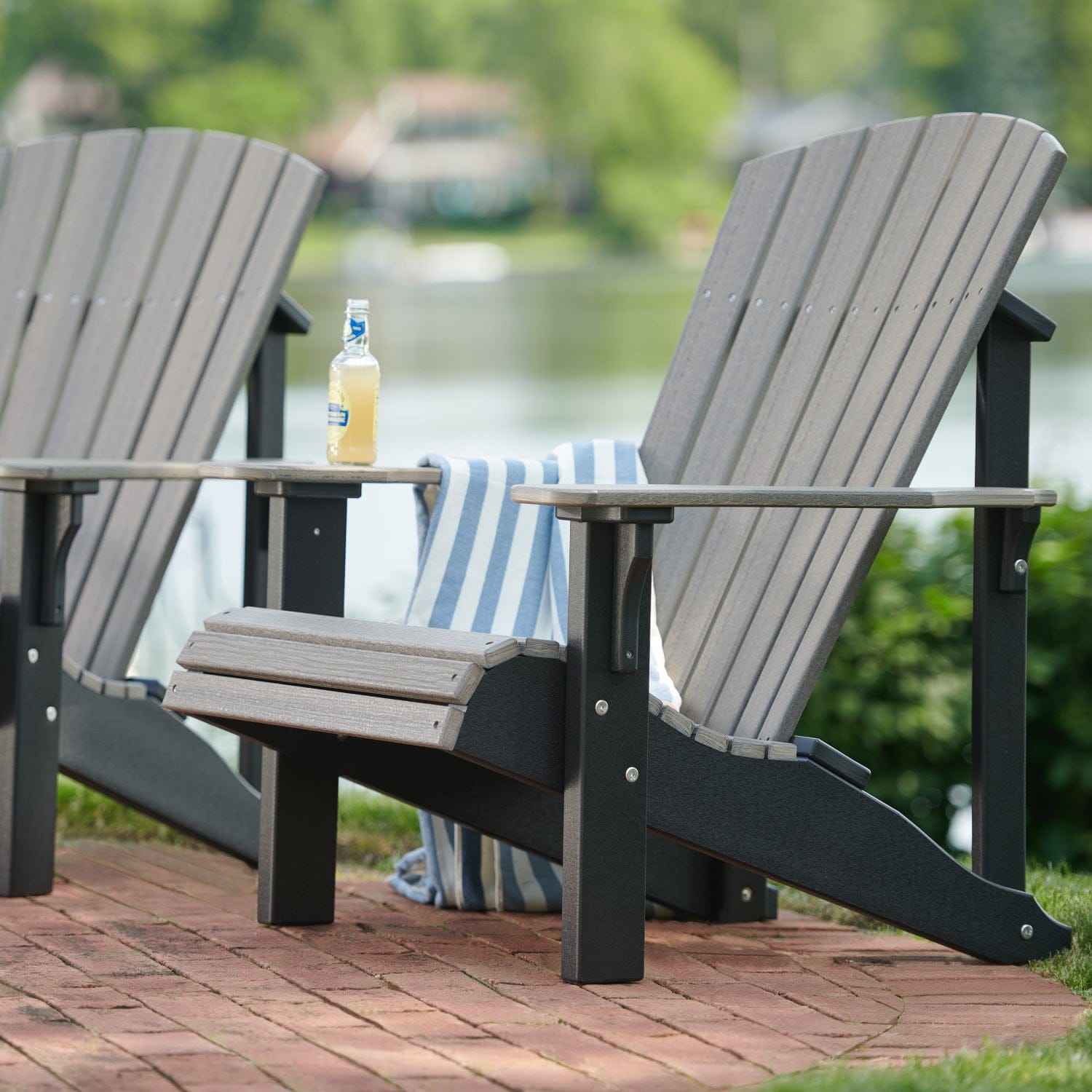 Poly Deluxe Adirondack Chairs in Coastal Gray &amp; Black
