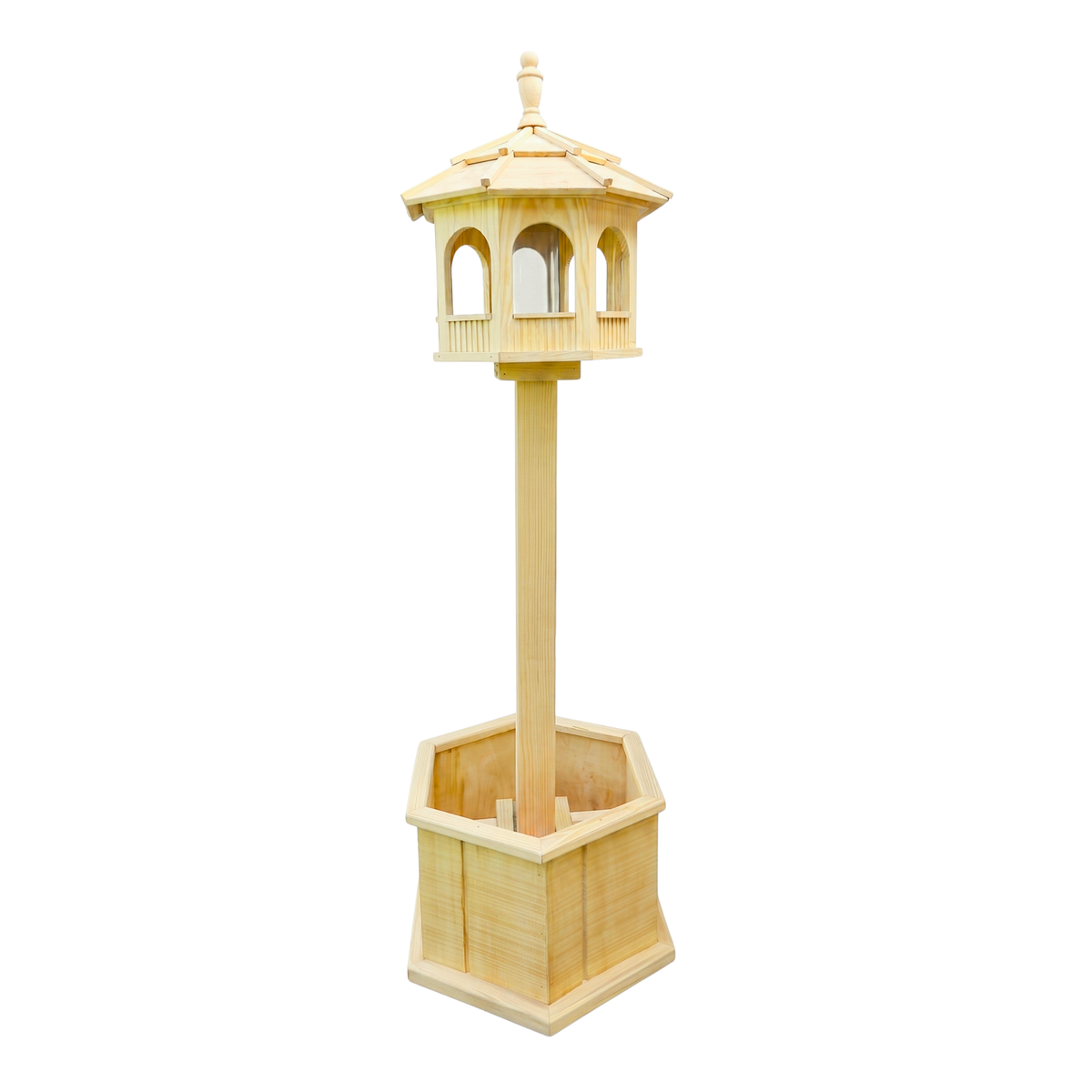 Porchgate Amish Freestanding Gazebo Bird Feeder with Planter Base in Unfinished
