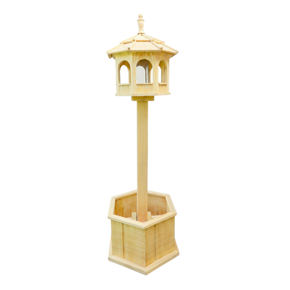 Porchgate Amish Freestanding Gazebo Bird Feeder with Planter Base in Unfinished