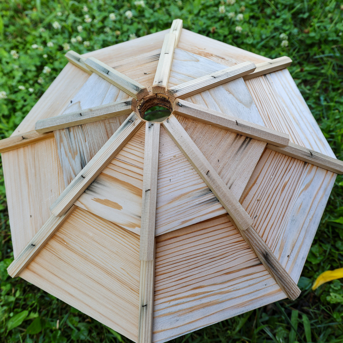 Porchgate Amish Freestanding Gazebo Bird Feeder Detail Shot in Unfinished