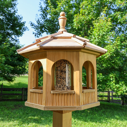 Porchgate Amish Freestanding Gazebo Bird Feeder Detail Shot in Unfinished