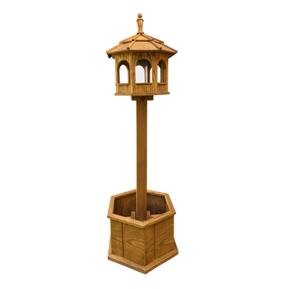 Porchgate Amish Freestanding Gazebo Bird Feeder with Planter Base in Birch