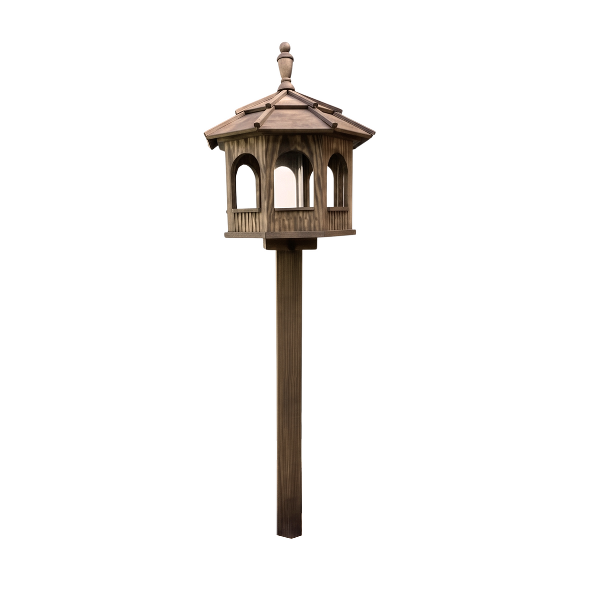 Porchgate Amish Freestanding Gazebo Bird Feeder without Planter Base in Warm Walnut