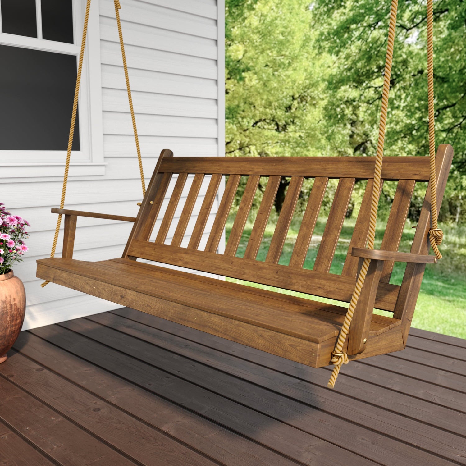 Keystone Amish Co. 5 Foot Franklin Red Cedar Porch Swing with Cup Holders
