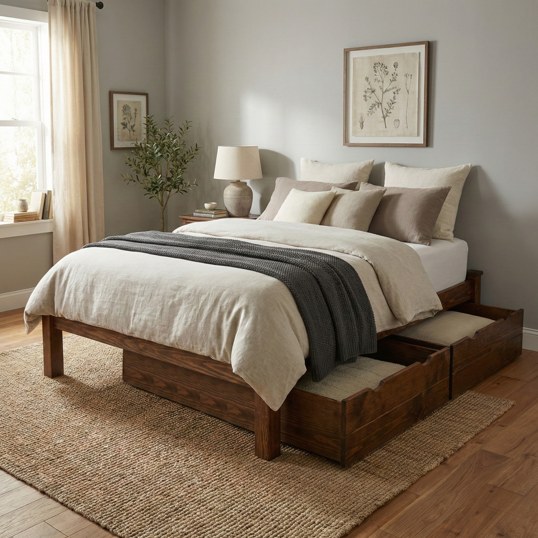 Versaloft Homestead Amish Made Bed Frame with 2-Piece Drawers