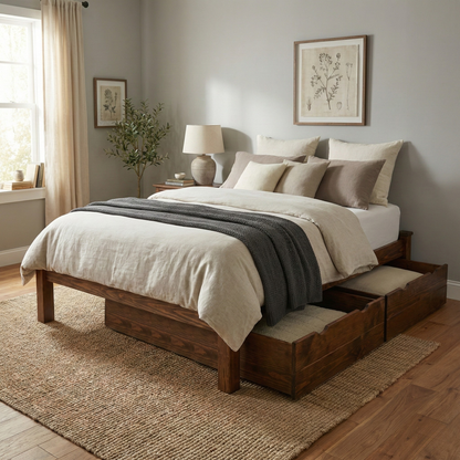 Versaloft Homestead Amish Made Bed Frame with 2-Piece Drawers