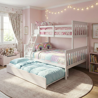 Versaloft Mission Amish Made Twin-Over-Full Bunk Bed Frame with Trundle Unit