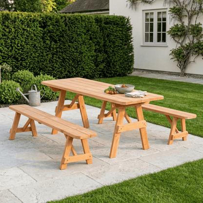 Keystone Amish Co. Red Cedar Traditional Outdoor Table with Benches