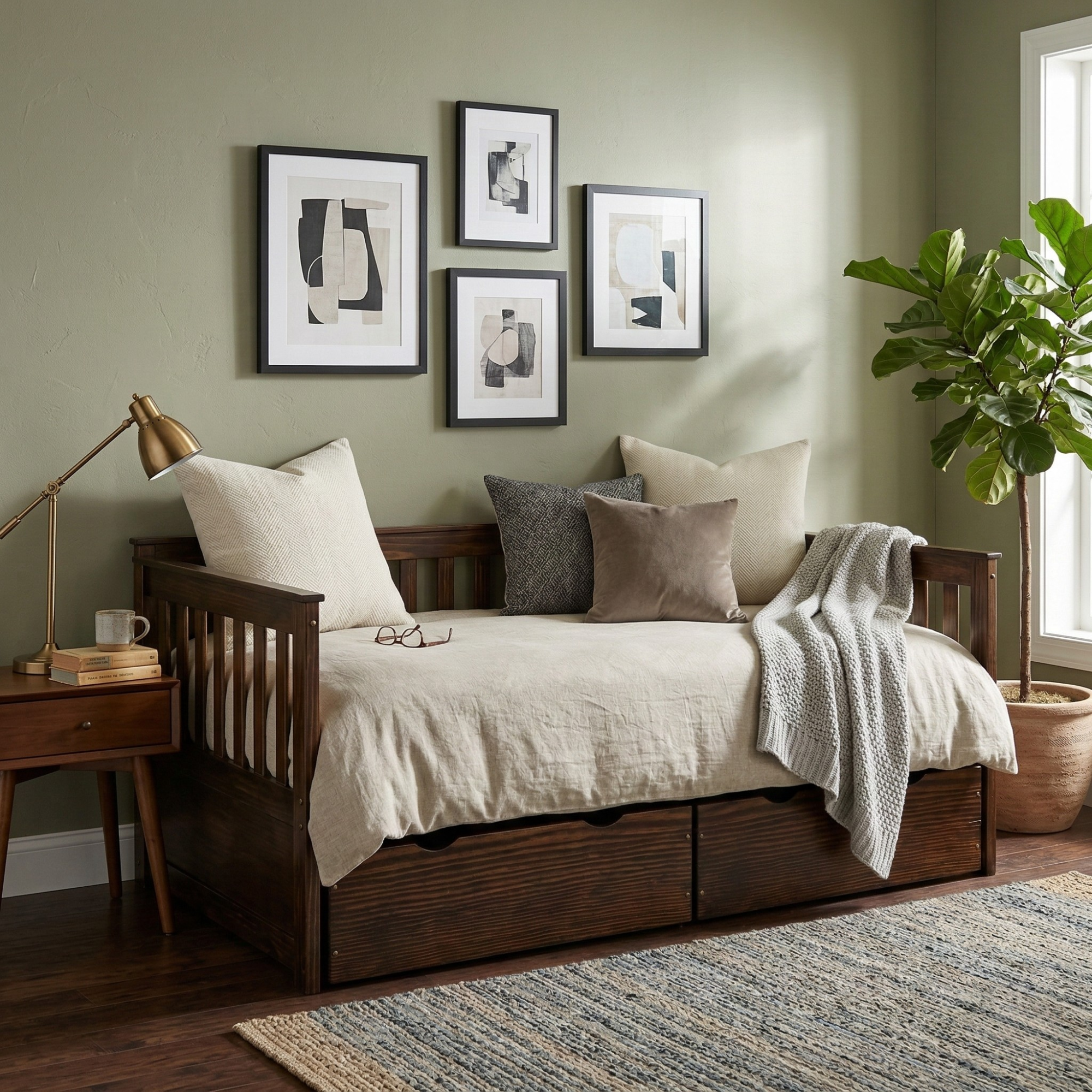 Versaloft Mission Amish Made Daybed Frame with 2-Piece Drawers