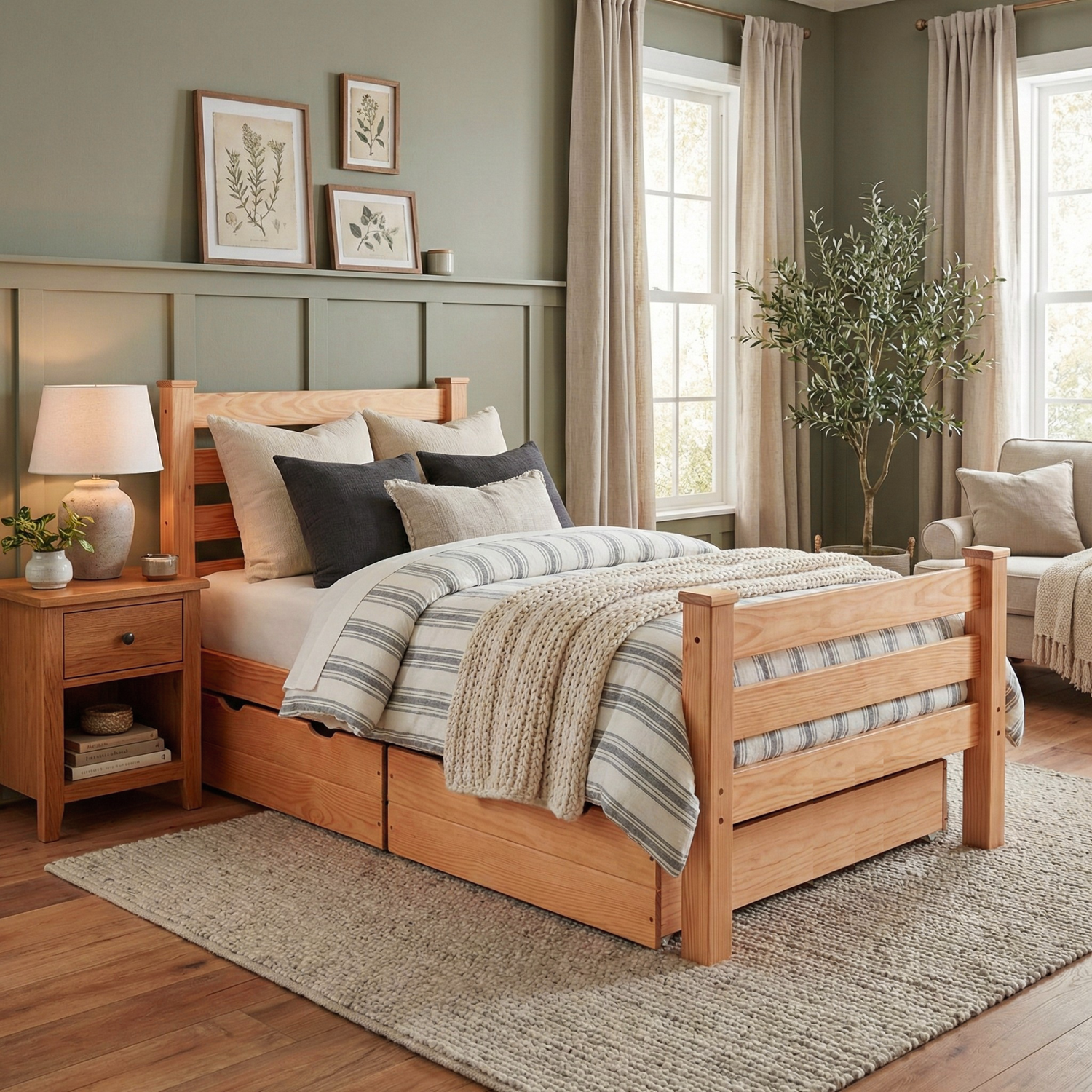 Versaloft Homestead Amish Made Bed Frame with Headboard, Footboard, and 2-Piece Drawers