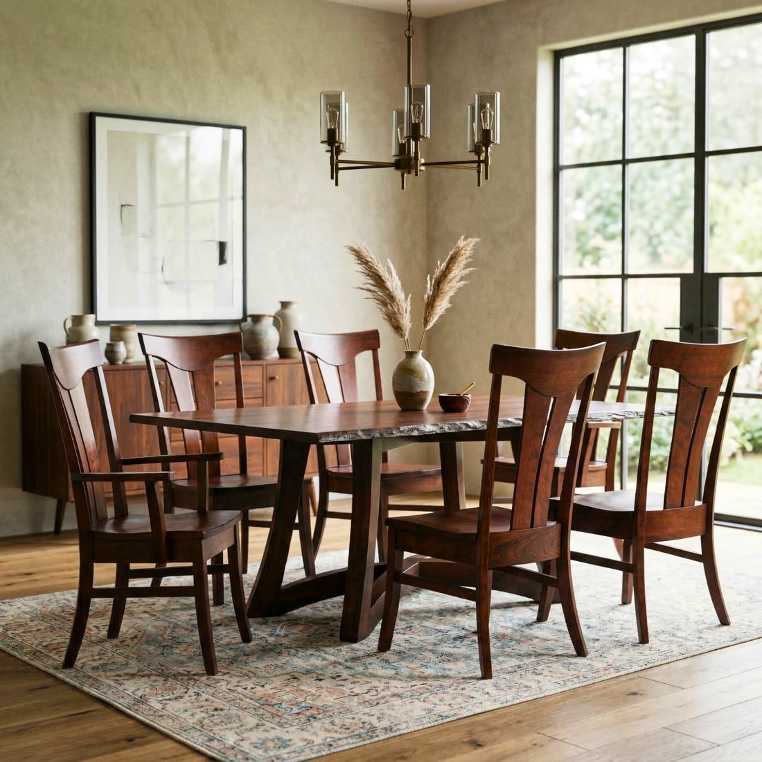 Hoosier Timbercraft Owen Live Edge Cherry 7-Piece Dining Set