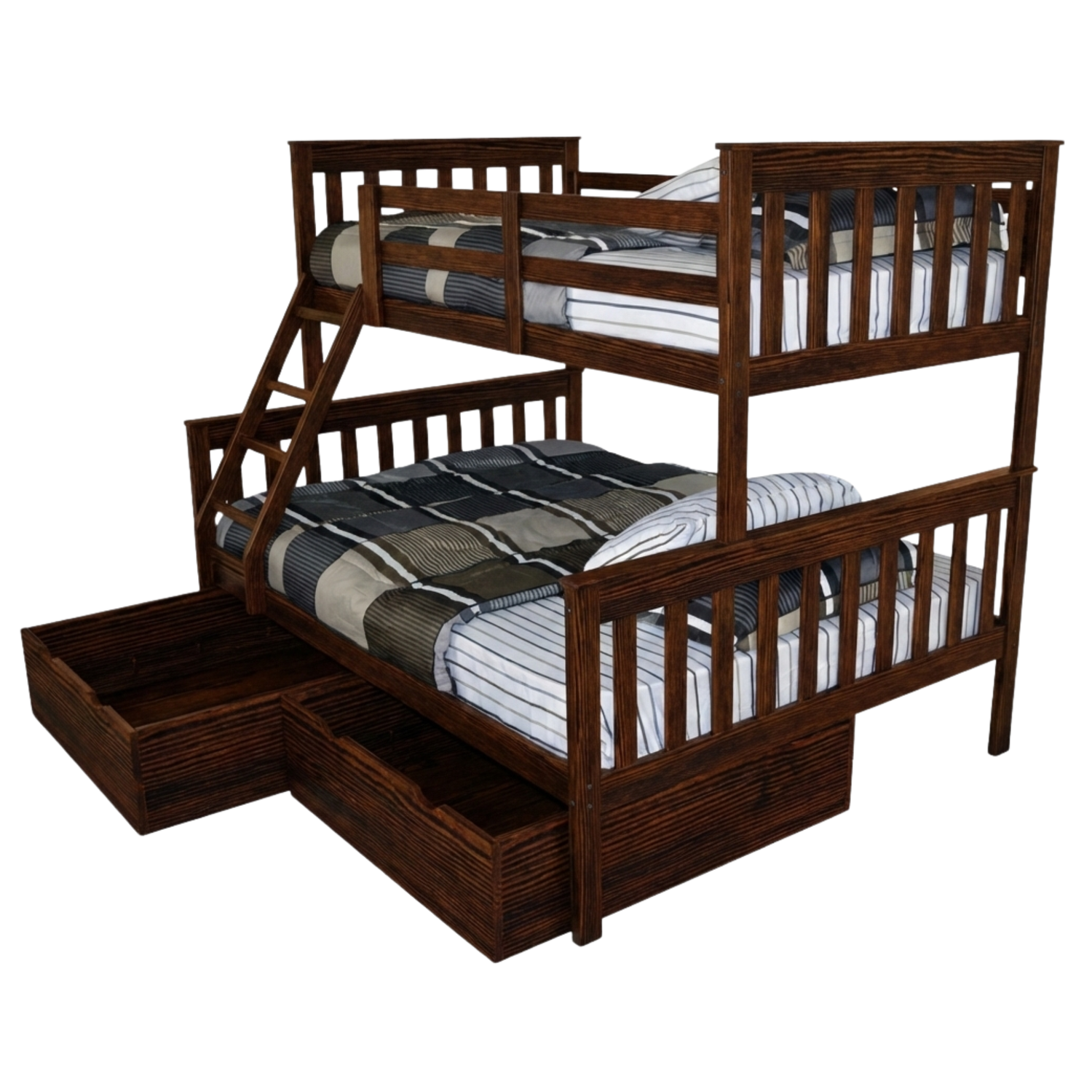 Versaloft Mission Amish Made Twin-Over-Full Bunk Bed Frame with 2-Piece Drawers