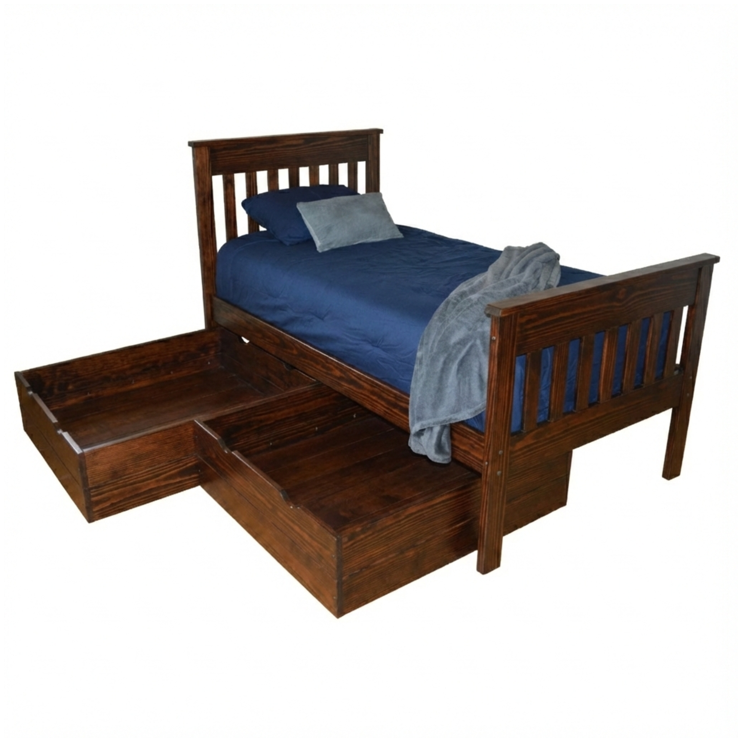 Versaloft Harmony Amish Made Bed Frame with 2-Piece Drawers