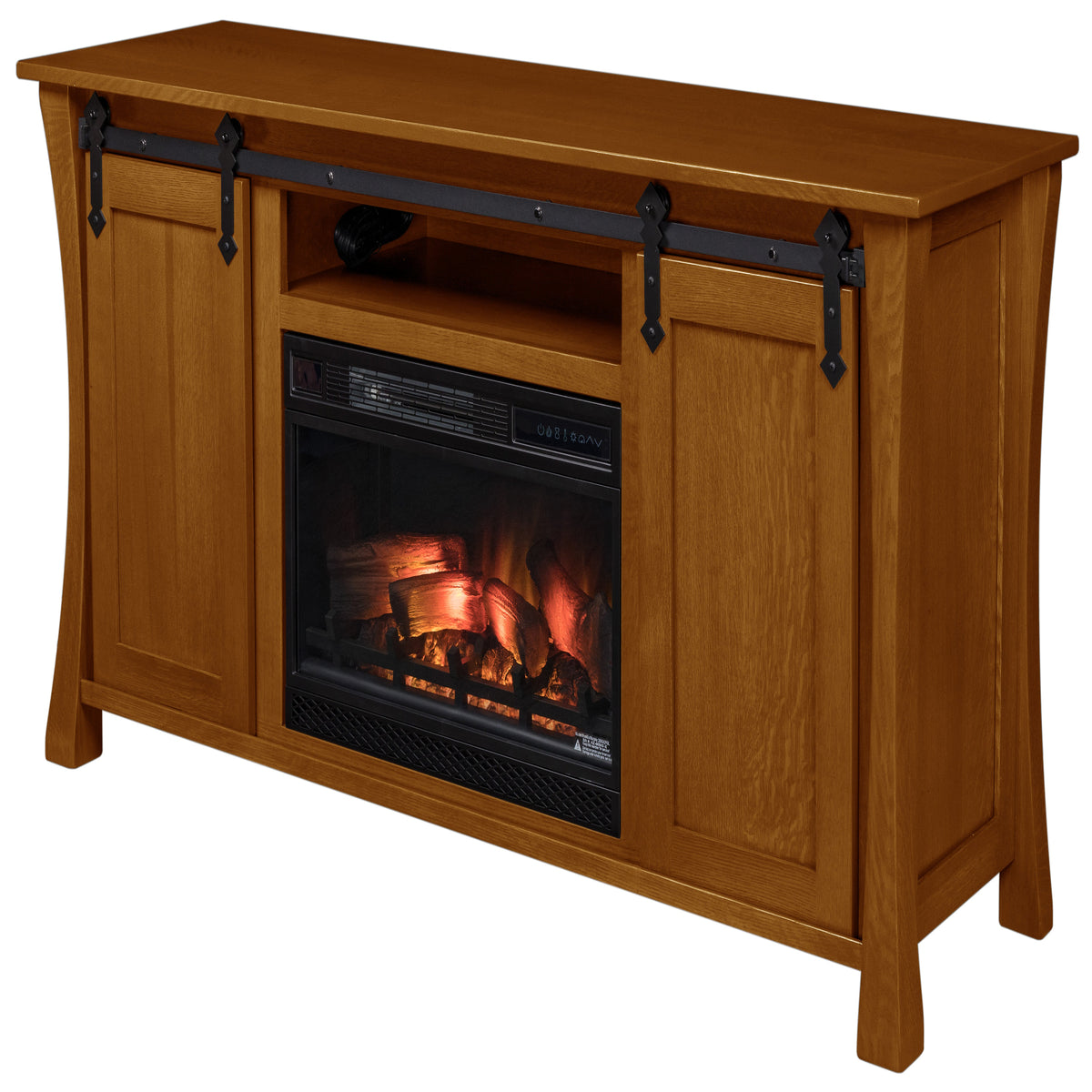 Silverton Fireplace Entertainment Center in Golden Pecan Stain